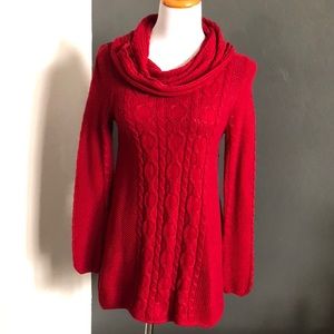 Jeanne Pierre red cable knit sweater small